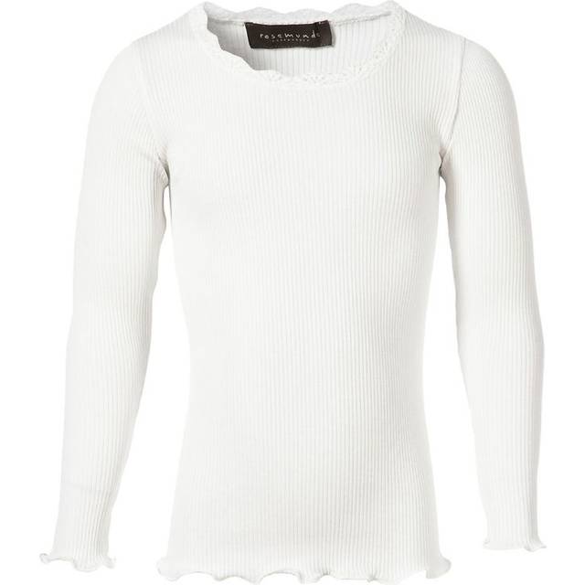 Rosemunde Silk Tshirt Regular ls w/ Lace Stl. 6 år fepojkar - Långärmade T-shirts Från Magasin - Hvid (6 år)