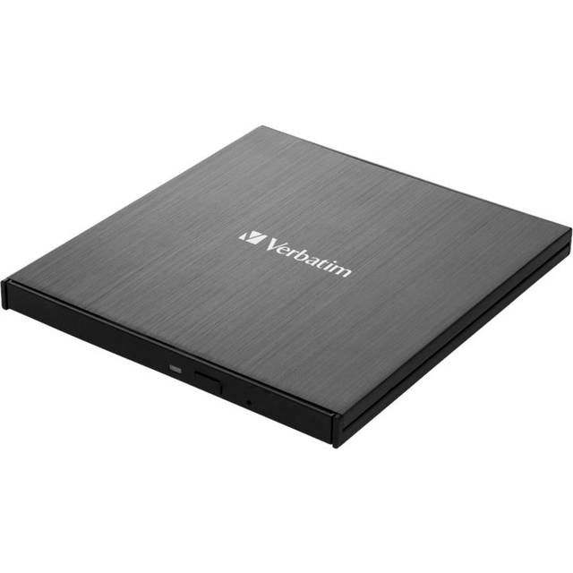 Verbatim Extern Slimline Blu-ray-skrivare – USB 3.1 Gen 1 med USB-C-anslutning – Blu-ray-spelare – kompakt extern Blu-ray-skrivare för stora säkerhetskopior – extern Blu-ray-enhet – svart