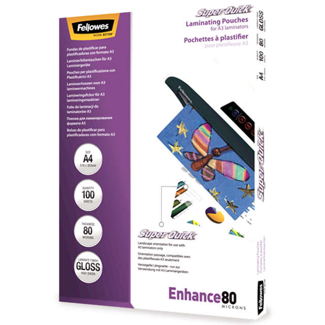Fellowes - 5440001 Super Quick Laminating Pouch A4 (Pk-100)
