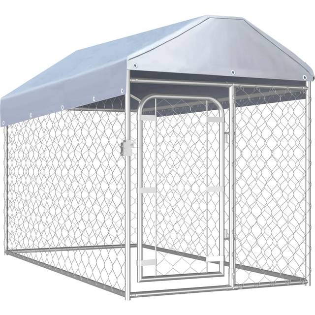 vidaXL Outdoor Dog Kennel with Roof 200x100x125 cm - Silver