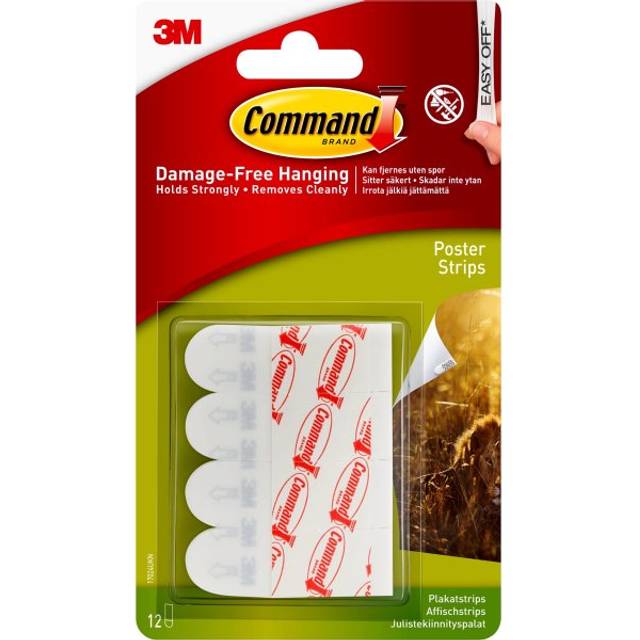 3M Command Adhesive Poster Strips Small (12 Pack) 17024