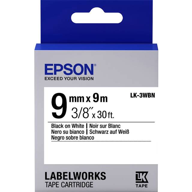 Epson LK-3WBN (9m) 9mm Label Cartridge Standard (Black/White)