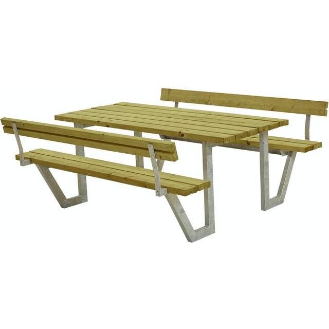 Plus Wega bänkset med ryggstöd, Natur, 177 cm