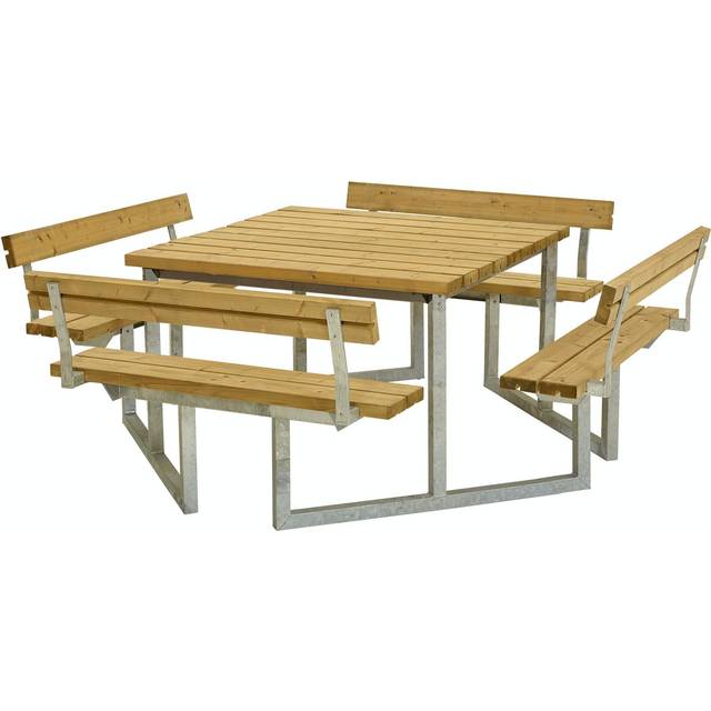 Plus Twist bänkset med 4 ryggstöd, Natur, 227 cm