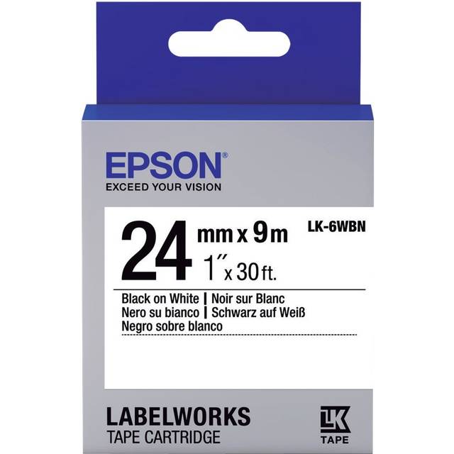 Epson LK-6WBN (24mm x 9m) Black/White Standard Label Cartridge for