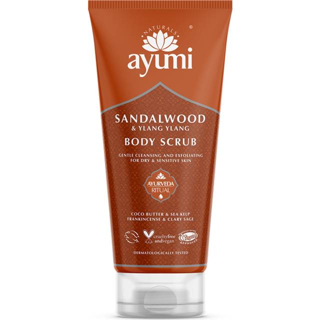 Ayumi Sandalwood & Ylang Ylang Body Scrub With Finely Ground Olive Seed to Gently Cleanse & Exfoliate the Skin Packed With Exotic Oils & Jojoba - 1 x 200ml