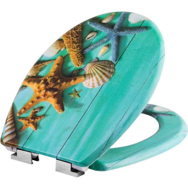 (starfish) Soft Close Toilet Seat Bathroom Oval Shape WC Heavy Duty Seats Anti Slam Durable