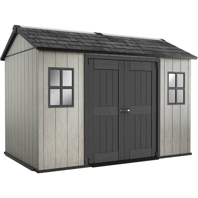 Keter Oakland 11 ft. W x 7 ft. D Apex Outdoor Garden Shed - Grey (350cm W X 230cm D X 253cm H)