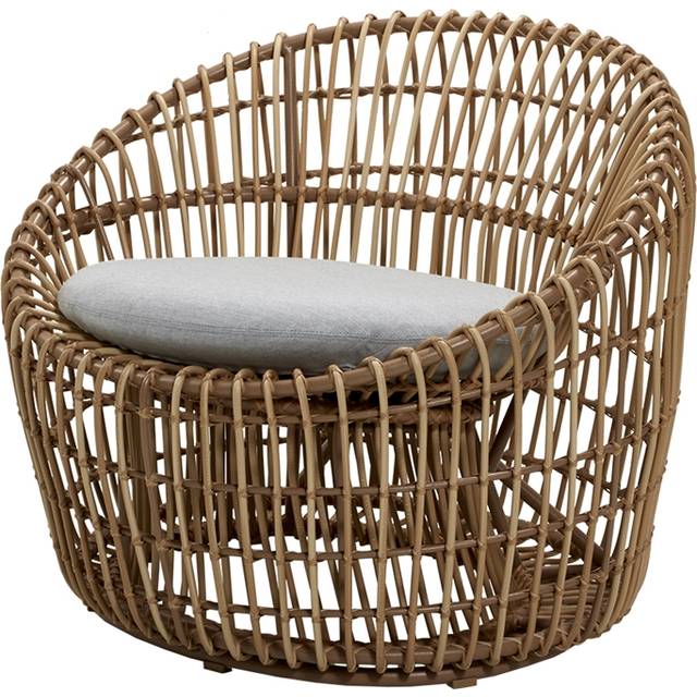 Cane-Line - Nest Outdoor Armchair Round - natur, hellgrau/Stoff Cane-line Natté/Sitzschale u. Gestell Cane-line Faser/BxHxT 85x72x80cm - light grey (72.0 x 85.0 x 80.0cm)