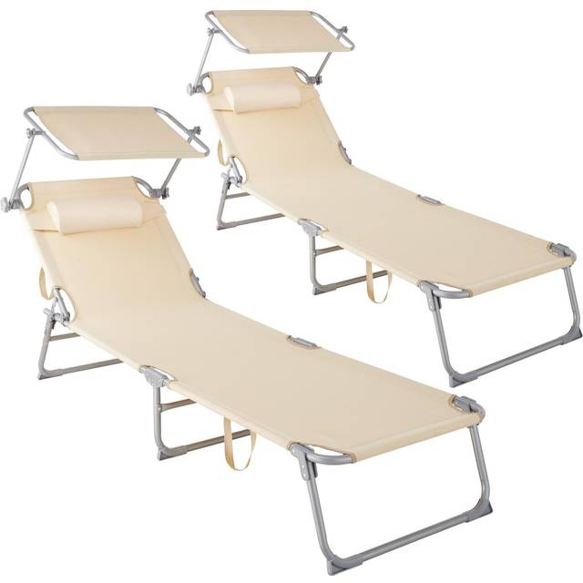 Tectake 2 Chloe Sun Loungers Grey, Grey