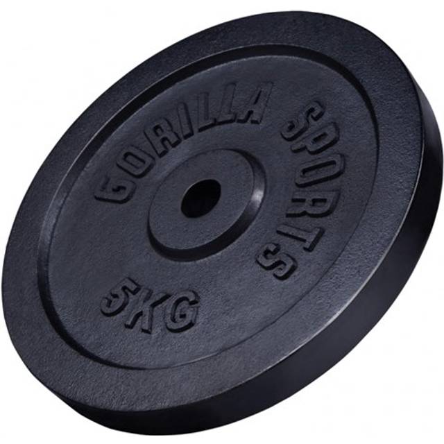 GORILLA SPORTS® viktskivor - set/enkel, 0,5 kg, 1,25 kg, 2 kg, 2,5 kg, 5 kg, 10 kg, 15 kg, 20 kg, 25 kg, 30 kg vikter, 30/31 mm, gjutjärn, silver/svart - viktskivor, stötfångarplattor
