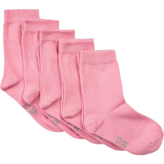 Minymo Girls Pink Cotton Socks (5 Pack) - 15-18