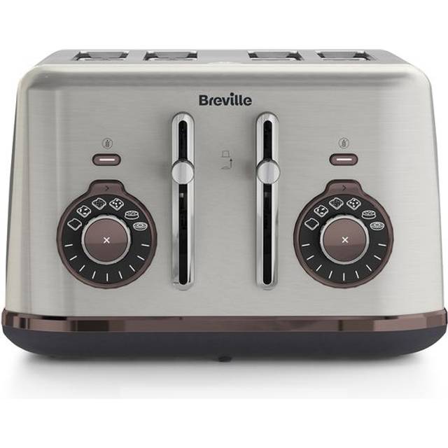 Breville Bread Select 4-Slice Toaster | Temperature Control & High Lift | Wide Slots & Independent 2-Slice Controls | Brushed Nickel (Silver/Grey), [