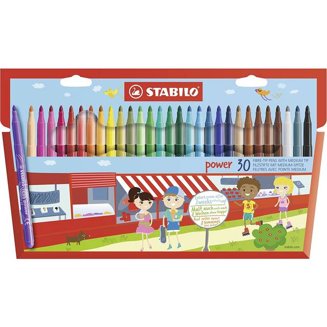 Felt Tip Pen - STABILO power Wallet of 30 Assorted colours