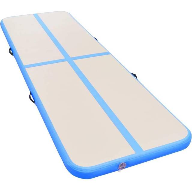 Uppblåsbar gymnastikmatta med pump 400x100x10 cm PVC grön