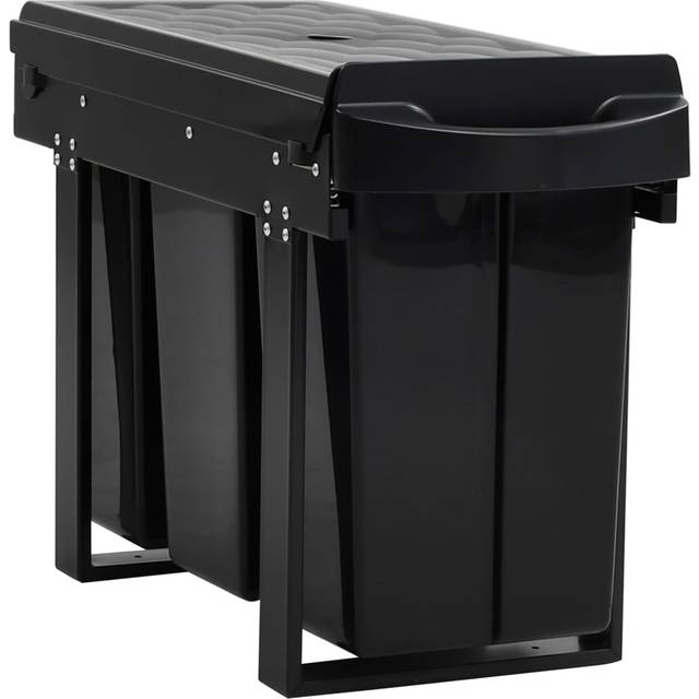 vidaXL Kitchen Cupboard Pull-out Dustbin Soft-Close 36 L - Black