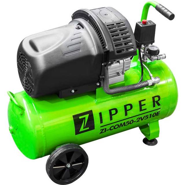 Zipper Zi-com50-2V510E 50L Twin Cylinder Air Compressor (230V), Green