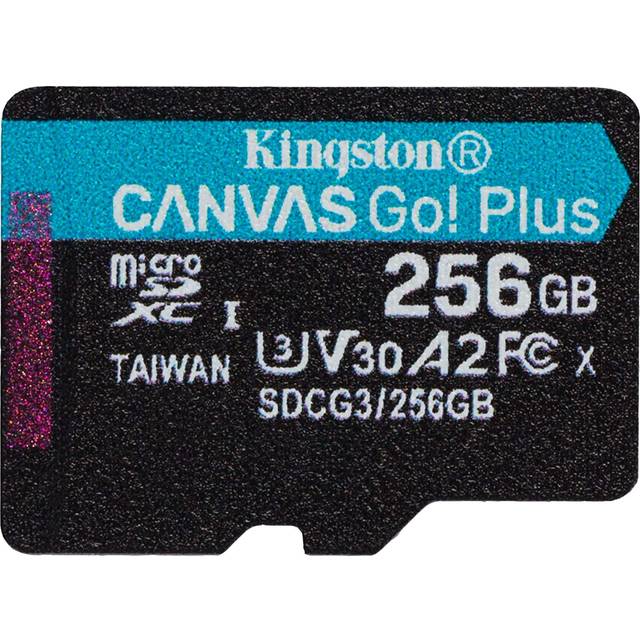 Kingston Canvas Go! Plus microSD-minneskort klass 10, UHS-I 256 GB microSDXC 170R A2 U3 V30 enkelpaket utan ADP