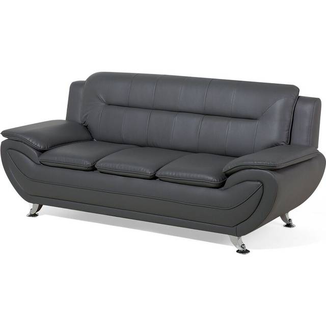 3 Seater Faux Leather Sofa White LEIRA
