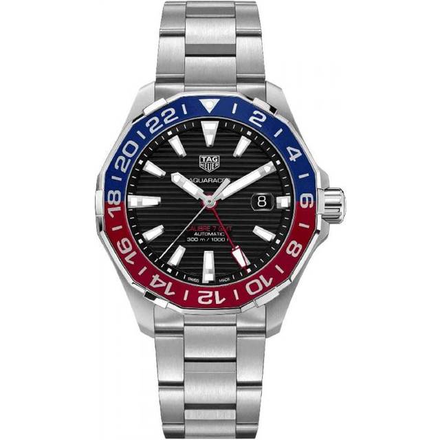 TAG Heuer orologio Aquaracer GMT Calibre 7 43mm nero automatico acciaio WAY201F.BA0927