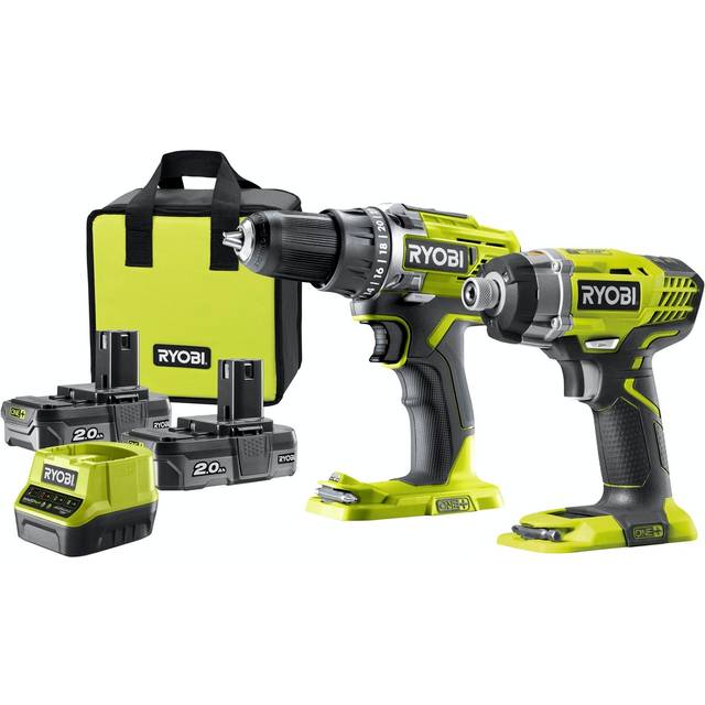 Ryobi One+ Drill Driver & Impact Driver Twin Pack 18V 2.0Ah Kit (R18Ddid-120) - One Size