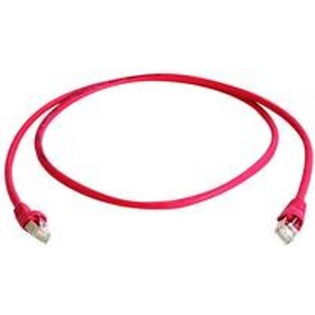 Telegärtner RJ45 (korsade) Nätverkkabel Anslutningskabel CAT 6A S/FTP 1.00 m Röd Flamskyddsmedel, Halogenfri