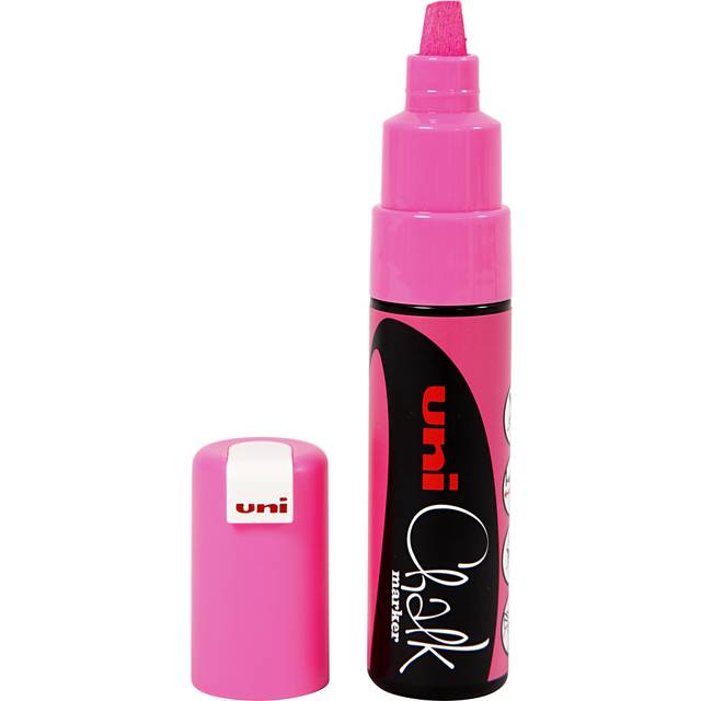 Uni-Ball PWE-8K Liquid Chalk Marker Pen - 8mm Chisel Tip - Fluorescent Pink Ink - Single