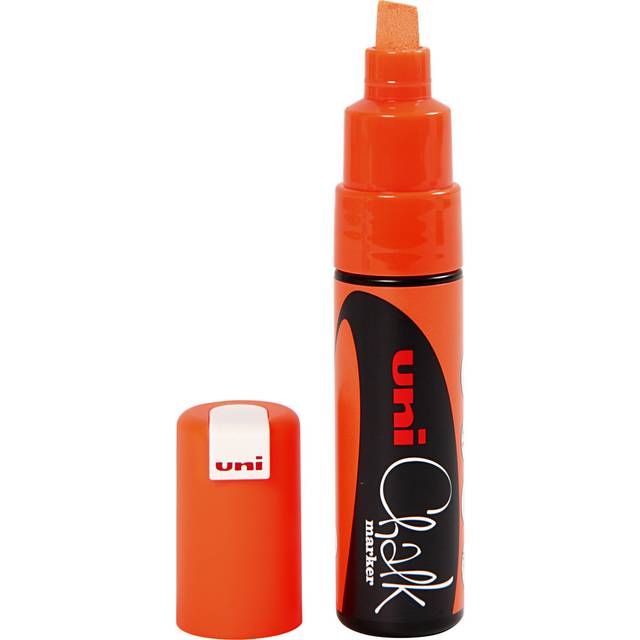 Uni-Ball PWE-8K Liquid Chalk Marker Pen - 8mm Chisel Tip - Fluorescent Orange Ink - Single