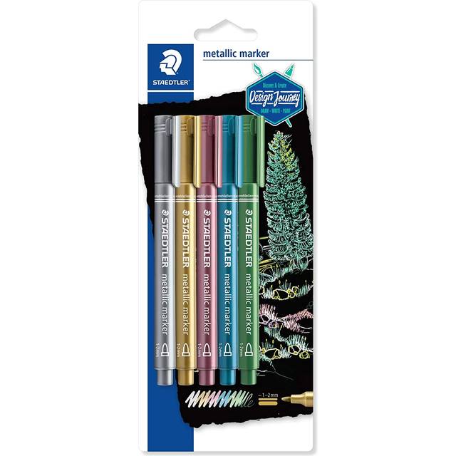 Staedtler : 5 Assorted Metallic Markers : Gold, Silver, Blue, Green and Rose