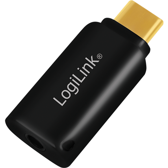LogiLink UA0356 – USB (typ C) ljudkort (3,5 mm TRRRS-kontakt) med integrerad digital analog omvandlare (DAC) för Hi-Fi Quality Sound
