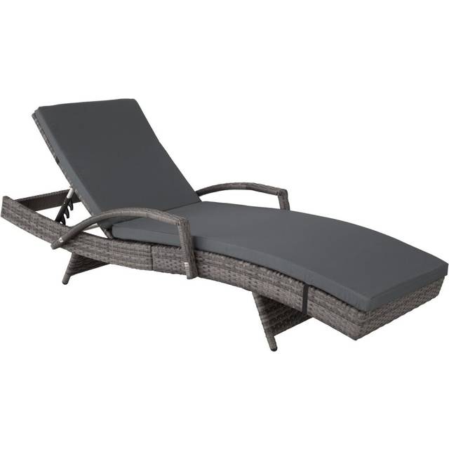 tectake Oceane Grey 5 Level Adjustable Aluminium Frame Sun Lounger - 74.5 x 62 x 190cm
