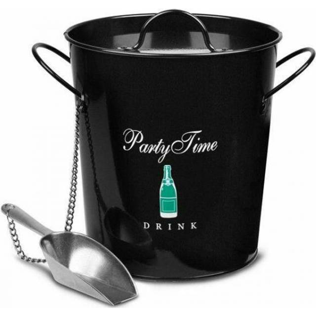 Party Time Ice Bucket and Scoop Attached by Chain - Ideal for Serving Ice at Cocktail Parties