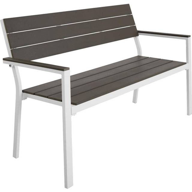 Garden Bench - 2-seater, weatherproof aluminium frame, 128 x 59 x 88 cm - dark grey