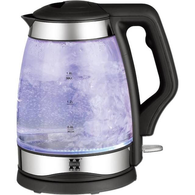 Herzberg HG-5044: 1,8 l elektrisk vattenkokare i glas med LED-ljusindikator