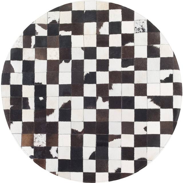 Round Cowhide Area Rug  140 cm Black and White BERGAMA