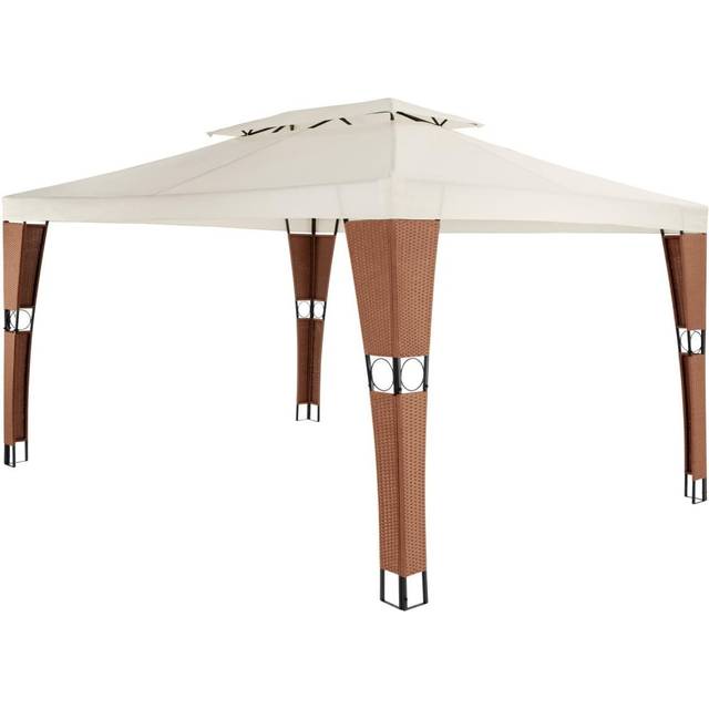 Gazebo Mona - 4 x 3 m, double roof system, water-repellent, 50+ uv protection - garden gazebo, camping gazebo, party gazebo - brown/anthracite