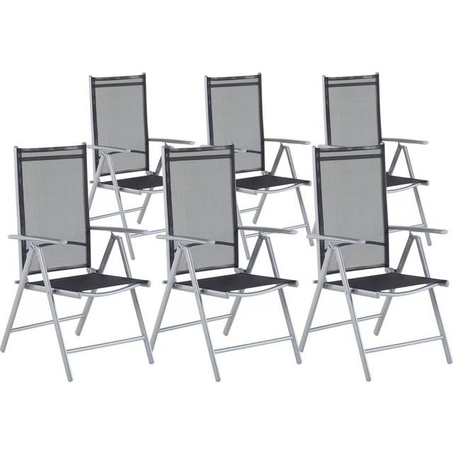 Beliani Set of 6 Garden Chairs CATANIA Metal Black, Black