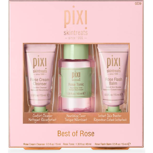 Pixi by Pixi Rose Cream Cleanser 15ml + Rose Toner 40ml + Rose Flash Balm 15ml --3pcs(D0102HHZHUP.)
