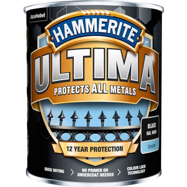 Hammerite Ultima Matt , Black 750ml, Tough, Durable, Protective Paint, Garden Furniture Paint, Paints