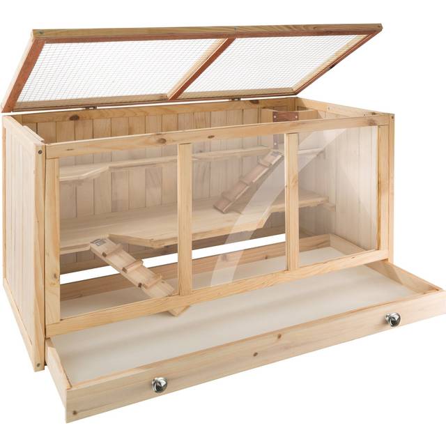 Hamster Cage Goldie - wooden, with 3 floors, 2 ramps, 95 x 50 x 50 cm - brown
