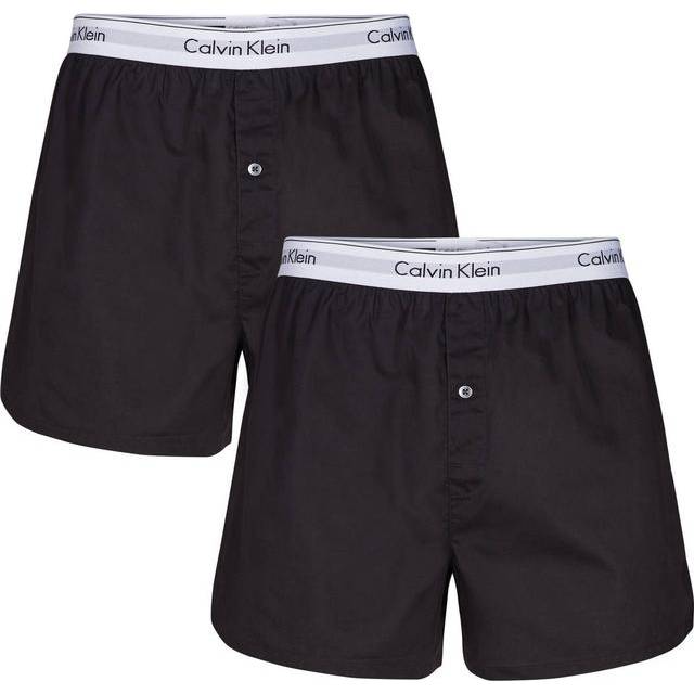 Calvin klein black boxers slim fit men's cotton stretch - 2 pack - small