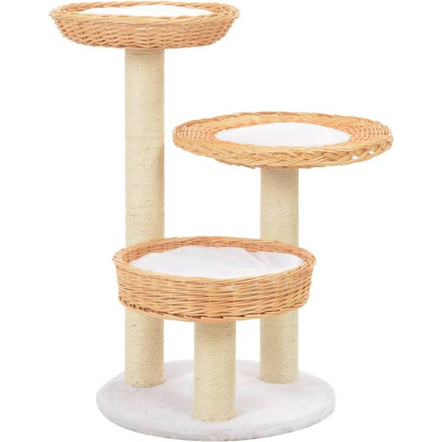 vidaXL Cat Tree with Sisal Scratching Post Natural Willow Wood - Brown