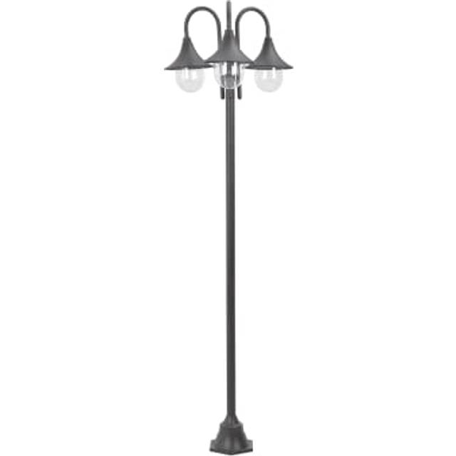 vidaXL Garden Post Light E27 220 cm Aluminium 3-Lantern Bronze - Brown