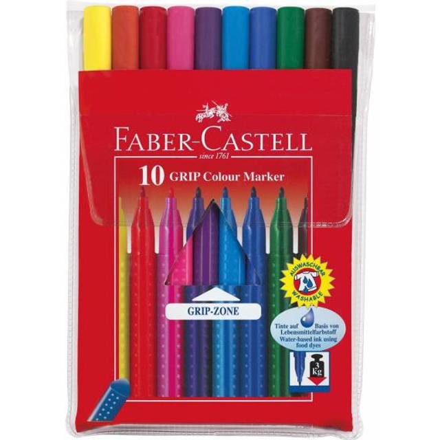 Faber-Castell Grip Tuschpennor, 10 färger