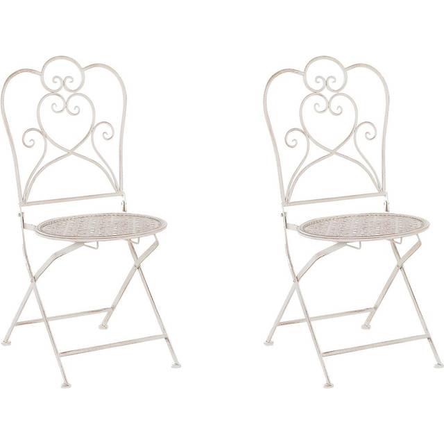 Beliani Set of 2 Garden Chairs TRIESTE Folding Metal Light Beige