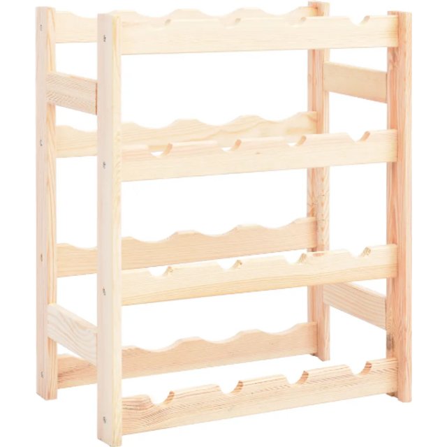 vidaXL Wine Rack for 16 Bottles Pinewood - Beige