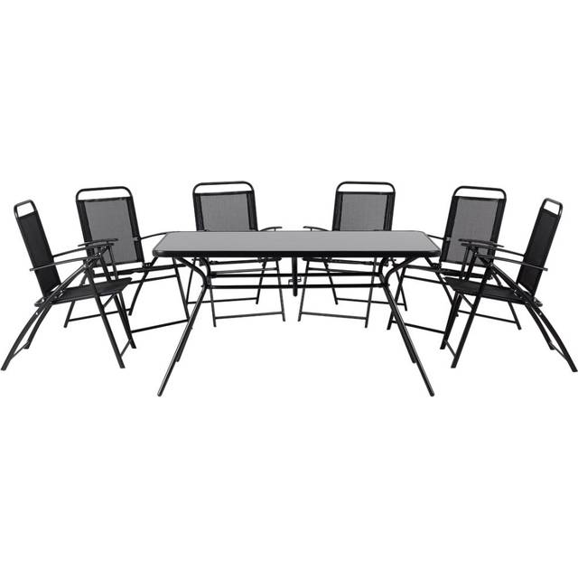 Garden Dining Set 6 Seater LIVO Metal Black
