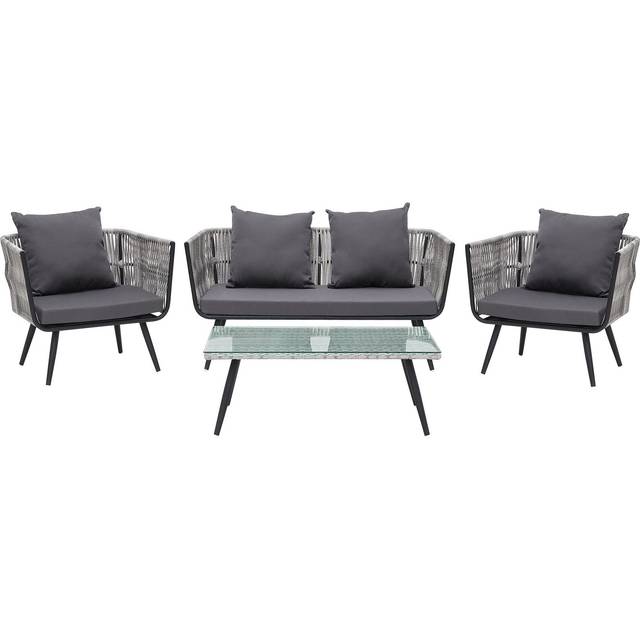 Garden Lounge Set with Table 4 Seater RAGUSA PE Rattan Off-White