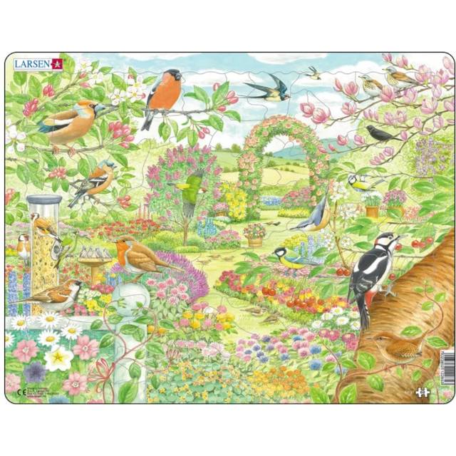 FH37 Colorful Flowers and Birds in a Beautiful Garden, 60 Piece Boxless Tray & Frame Jigsaw Puzzle