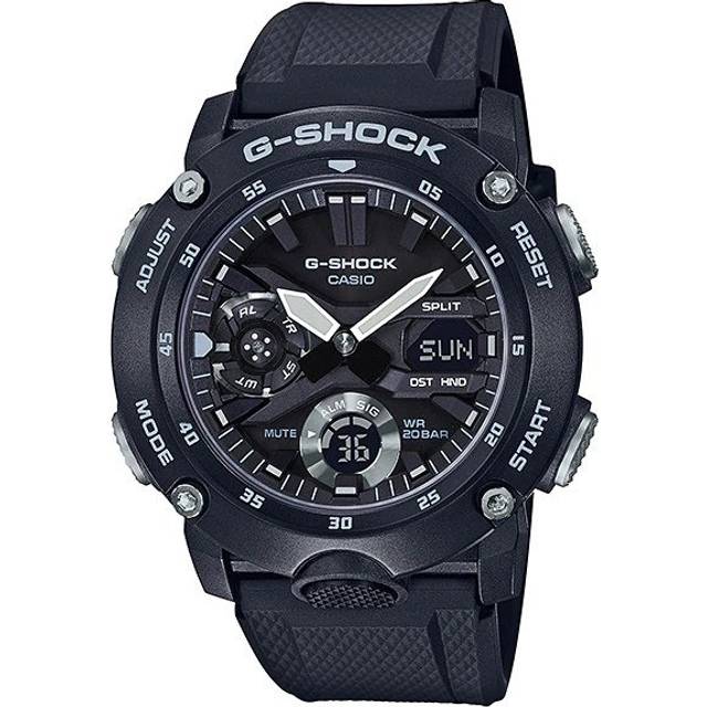 Casio G Shock Classic Carbon Core Guard Chronograph Dual Display Black Plastic Strap Watch GA-2000S-1AER